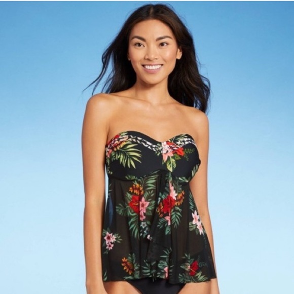 Target Kona Sol Flower bathing suit top - Picture 1 of 4